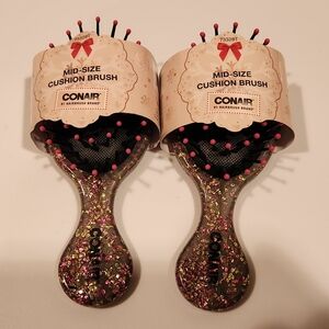 Conair Glitter Mid-size Cushion Brushes - Set of 2 NEW